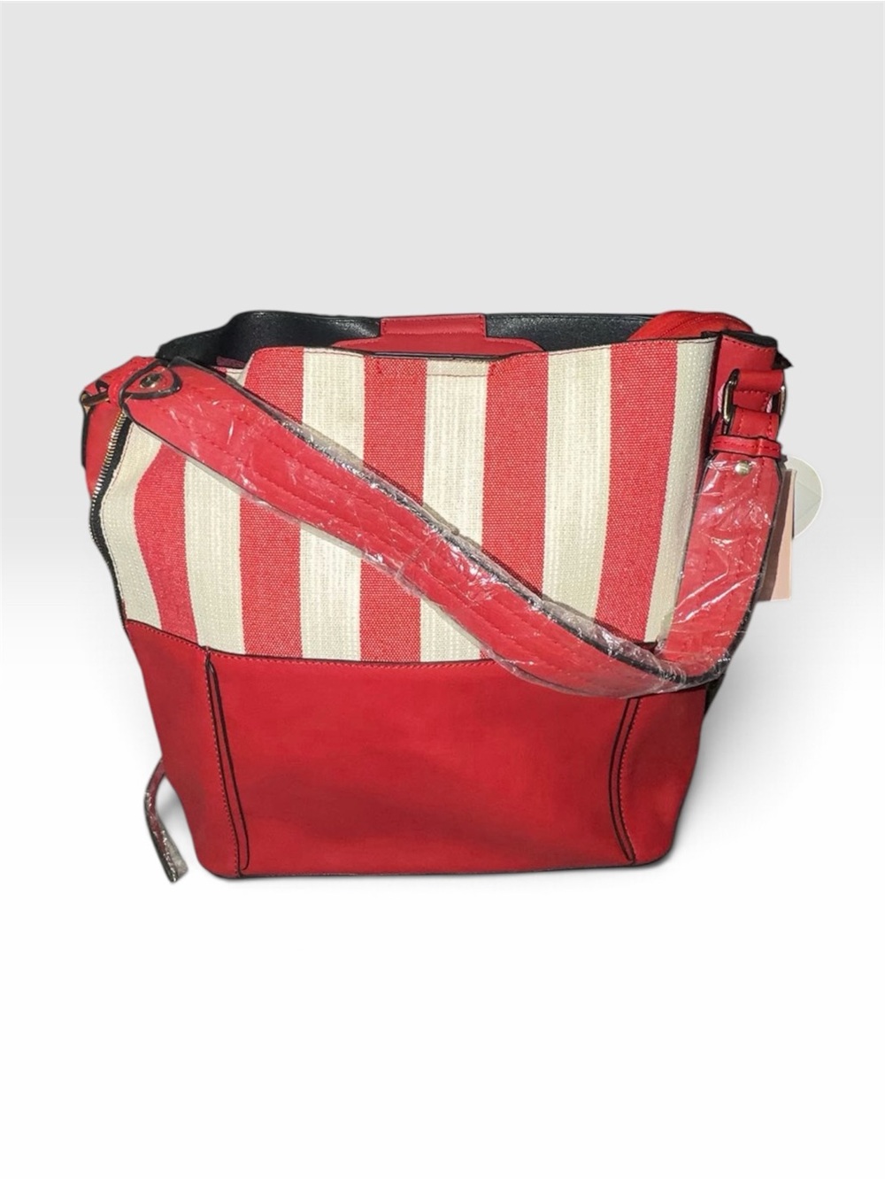 Handbag Republic Contemporary 2-in-1 Red & White Striped Tote Bag